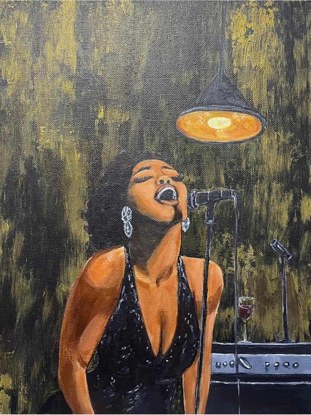 The Blues Singer, acrylic hand painting on canvas 12x12